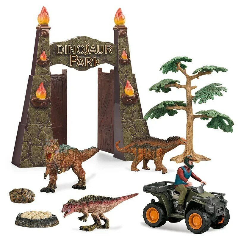 Set Model Dunia Dinosaurus Ukuran Besar Kotak Ornamen Kotak Pasir Dinosaurus Plastik Solid Berisi 3 Buah Hadiah Anak Laki-laki Model Dinosaurus