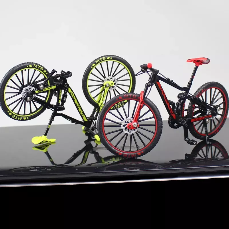Mini bicicleta de aleación de Metal para niños, modelo de bicicleta de montaña de carreras con dedos de Metal fundido a presión, plegable, adornos de ciclismo, juguetes de colección para niños, 1:10