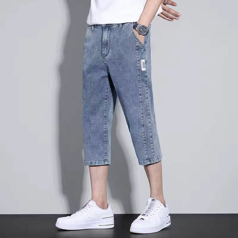 2024 New Minimalist Comfortable Brand Summer Solid Color Thin Men's Pocket Zipper Fashion Casual Loose Straight Denim Shorts