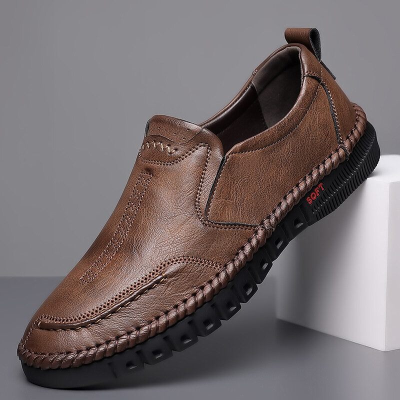 Туфли мужские кожаные деловые, дышащие лоферы, удобная повседневная обувь, Мокасины, летние кроссовки, 2023