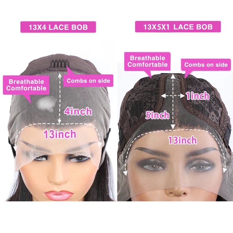 SSH-peluca de cabello humano liso para mujer, postizo de encaje frontal 13x1, corte Bob corto, brasileño, 8-16 pulgadas