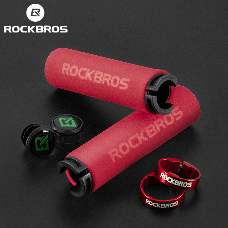 ROCKBROS-Empunhadura para guidão de bicicleta, apoio esponjoso de silicone para MTB, antiderrapante, absorção de impacto, macio, ultraleve, ciclismo