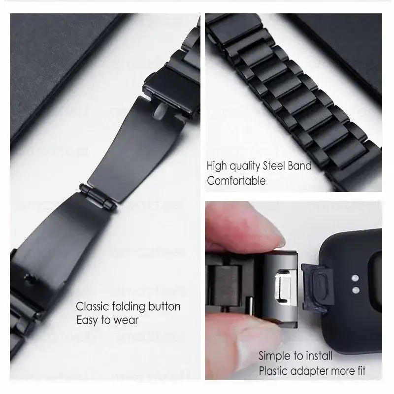 Aço inoxidável pulseira de metal para Xiaomi Redmi Watch 2 Lite, pulseira Correias para Xiaomi Mi Watch Lite Band Belt