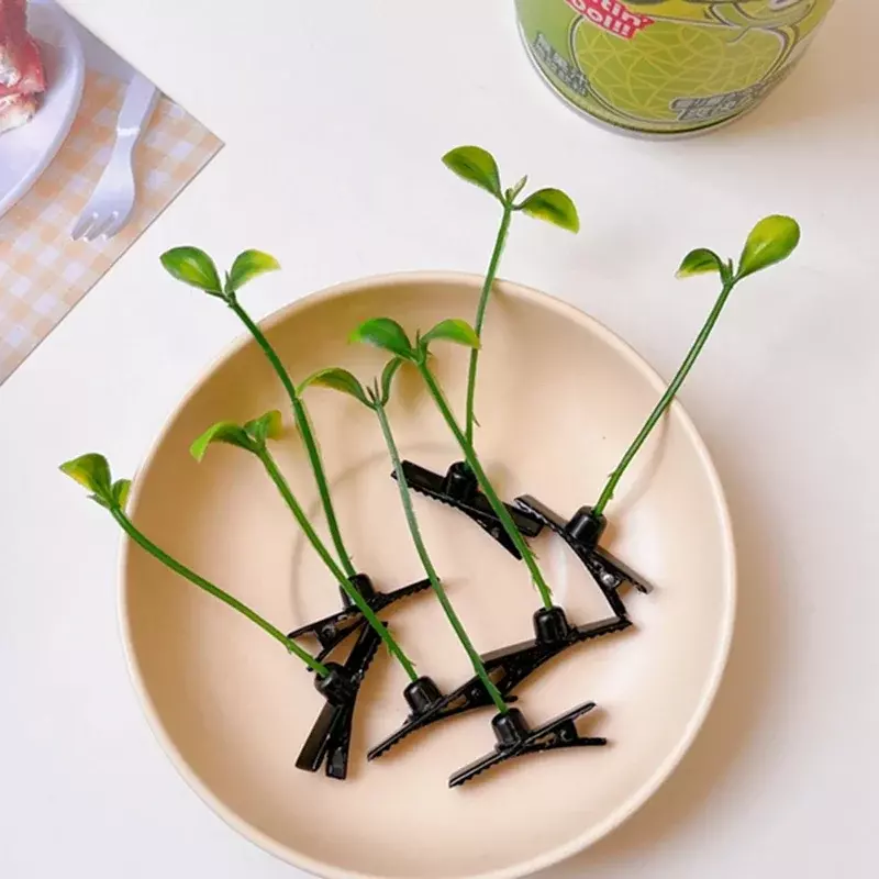 Mini Bean Sprout Hair Grips Sweet Girls Plant Grass Hairpin Printing Hair Clips Claw Kids Hairpins Hair Styling Tools Cosplay
