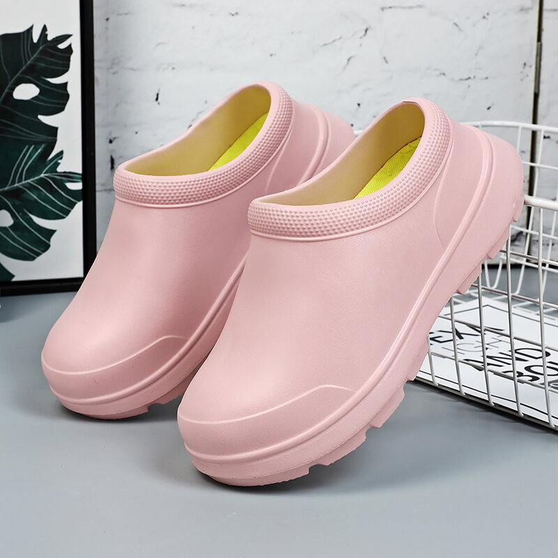 Sapatos de chef antiderrapantes para homens e mulheres, antiderrapantes, impermeável, resistente a óleo, sapatos de trabalho sem salto, meio chinelos, cozinha, 2024