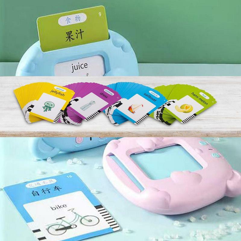آلة التعليم المبكر الإلكترونية مع 112 قطعة بطاقات مزدوجة الجانب التعلم الموارد التفاعلية اللعب بطاقة ذاكرة الاطفال هدية