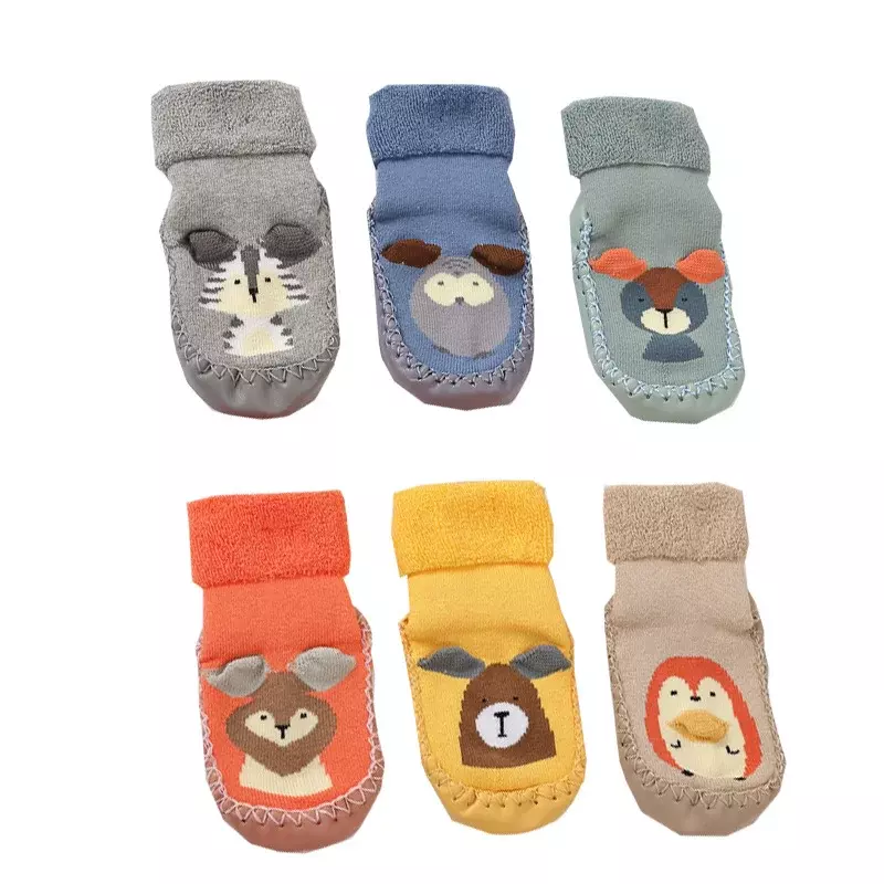 Детские носки с резиновой подошвой, детские носки, детские теплые махровые плотные тапочки, зимние носки для маленьких девочек и мальчиков