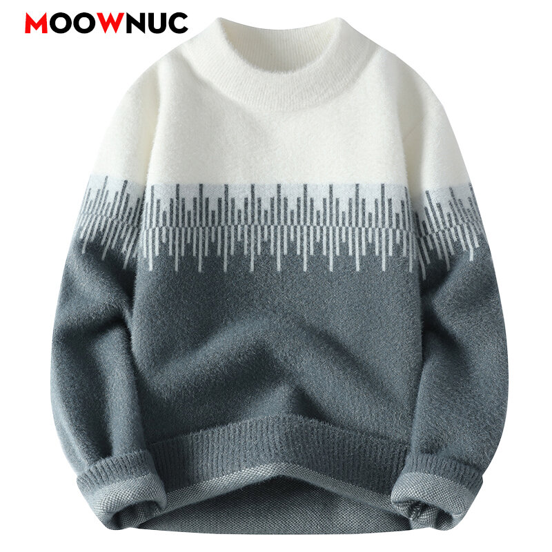 男性用カジュアルセーター,暖かいニットセーター,単色,ファッショナブルな服,秋と春