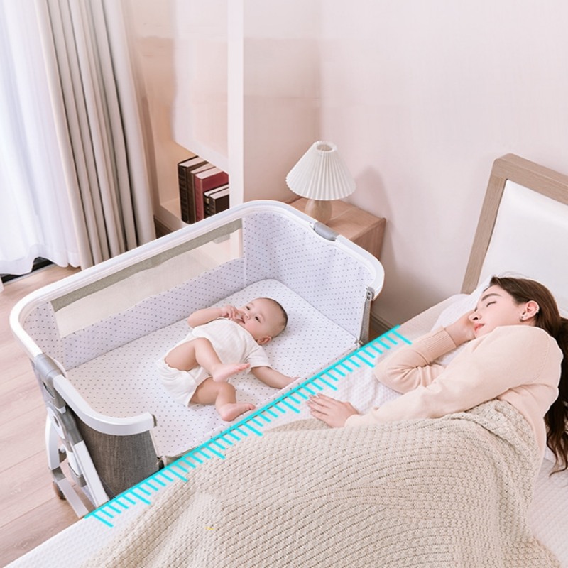 新生児用の多機能クレードル,折りたたみ式の高さ調節,スプライス付きクイーンベッド,オーバーフロー防止ベッド