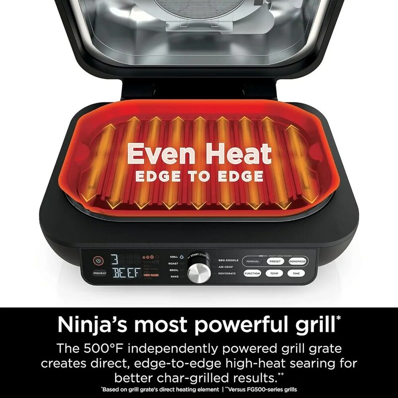 IG651 Foodi Smart XL Pro 7-in-1 Indoor Grill/Griddle Combo, use Opened or Closed, Air Fry, Dehydrate & More, Pro Power