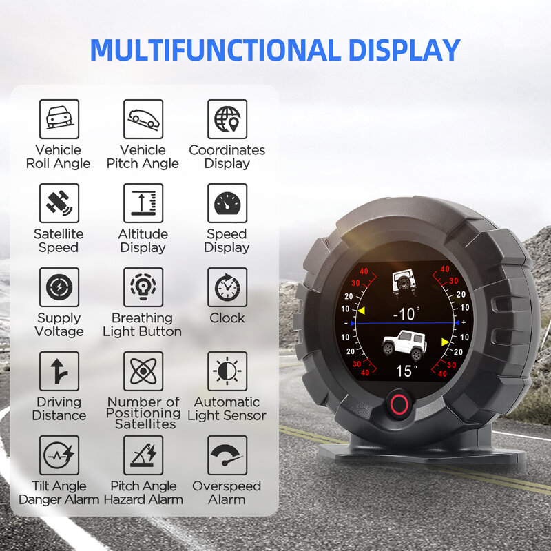 X95เฮดบอร์ดแสดงความชัน OBD / GPS อุปกรณ์เสริมรถยนต์ HUD เครื่องวัดความเร็วอิเล็กทรอนิกส์อัตโนมัติ MPH KMH มุมเอียง