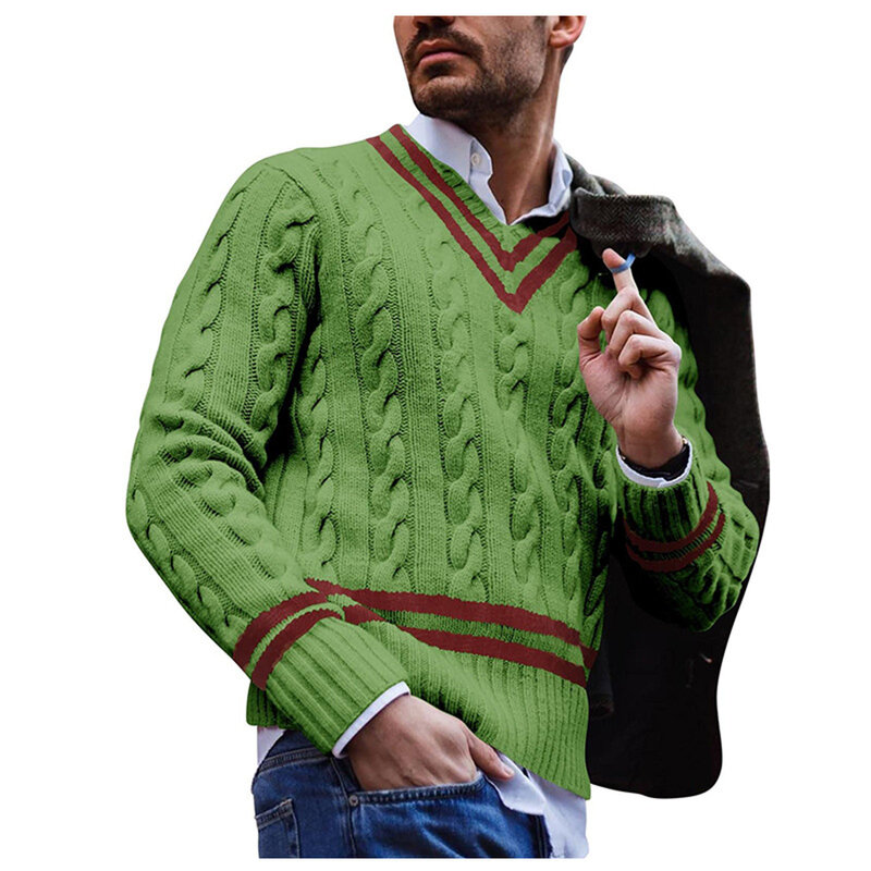 Maglione Pullover da uomo maglione Casual con scollo a v Pullover lavorato a maglia Slim Fit da uomo abbigliamento autunno inverno 3xl Ropa Hombre