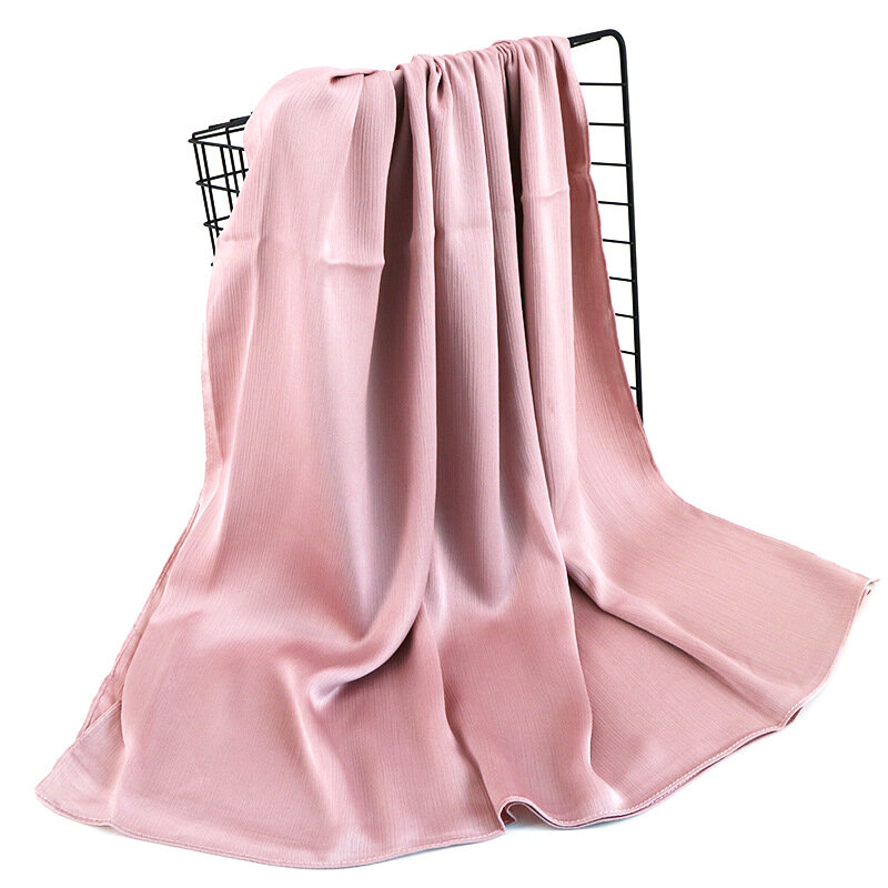 Modny nowy jedwabny elegancki szyfonowy szalik damski w czystym kolorze