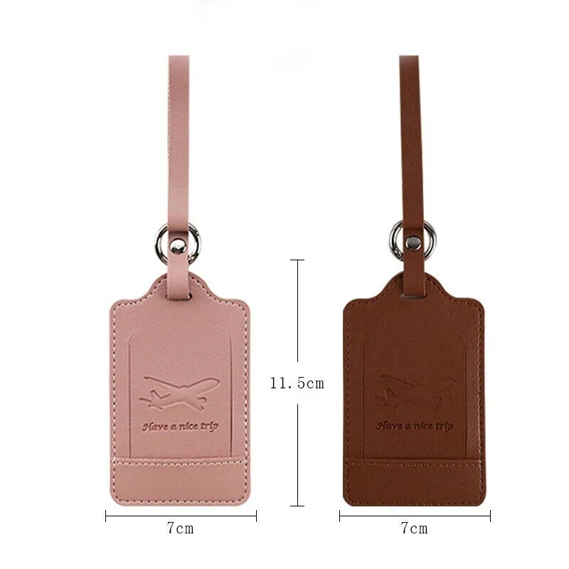 1 buah warna Solid tag bagasi Boarding Pass bagasi tag Check-in kulit PU tag bagasi lampu Aksesori Perjalanan Wanita Pria
