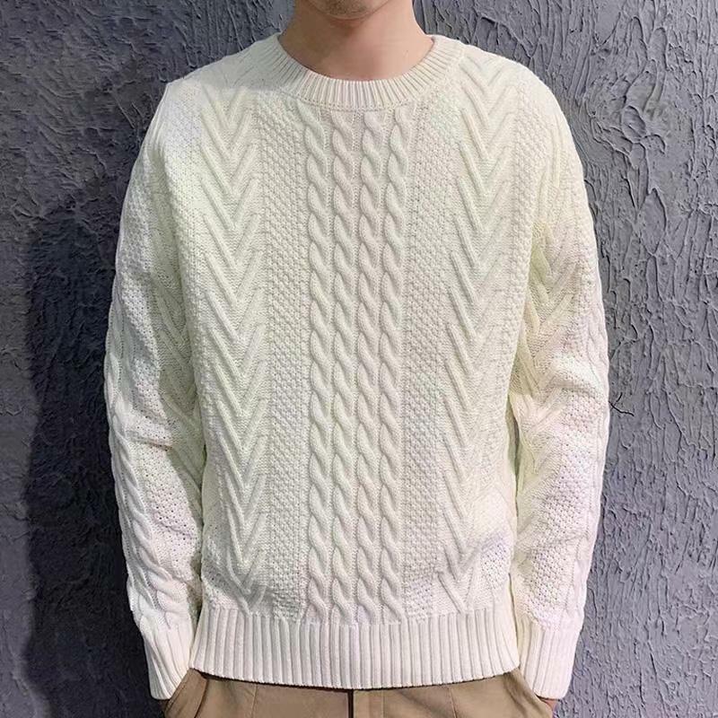 2022 Autumn Winter New Student Men's Versatile Simple Knitted Top Youth Pullover Sweater Casual Fashion Plush Knitted Sweater