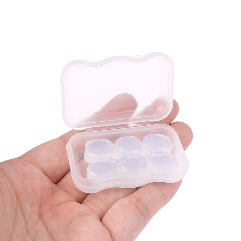6pcs/box Reusable Transparent Silicone Earplugs Dormitory Sleep Special Sound Insulation Noise Protection Earplugs