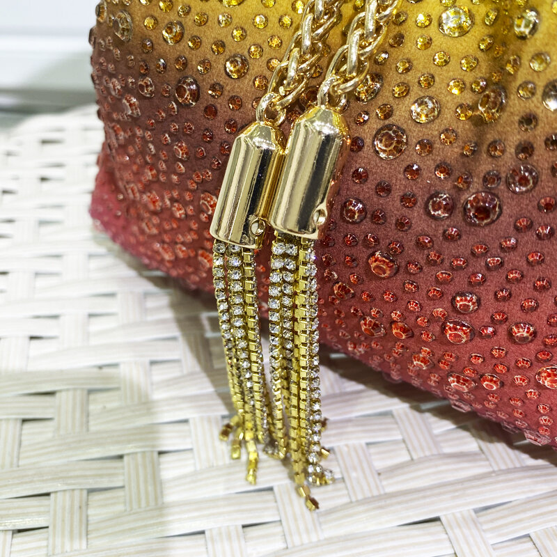 MEDIOW Mini bolso de noche para mujer bolsos de cubo con asa superior de diseñador de lujo novedad de 2023 en PU con incrustaciones de diamantes de imitación bandolera con cadena y borlas alta calidad envío gratis