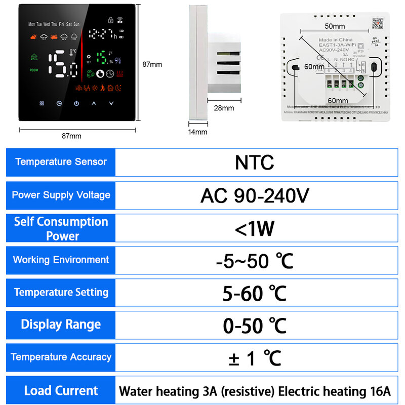Termostato inteligente Tuya WiFi, calefacción eléctrica de suelo, TRV, caldera de Gas y agua, temperatura, control remoto por voz para Google Home y Alexa