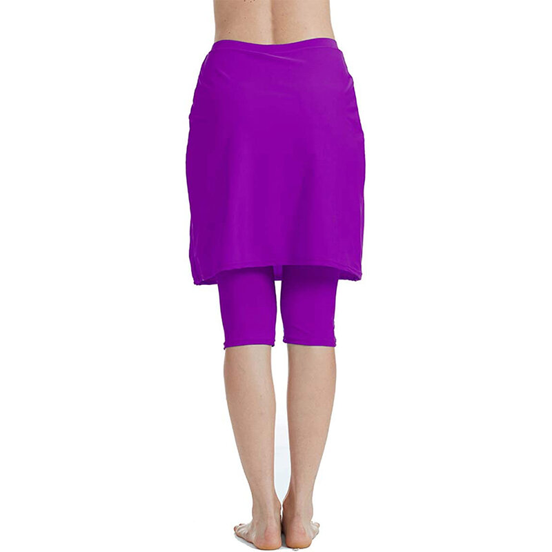 ผู้หญิง Capris Leggings Energetic กระโปรงชุดว่ายน้ำครีมกันแดดกระโปรง (สีม่วง)