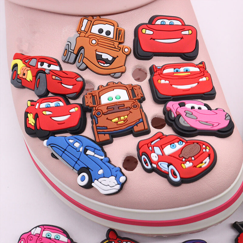 1Pcs Mix Cars Luigi Ramone Lightning McQueen PVC Shoe Charms Kids Popular Buckle Decorations Fit Birthday Gifts