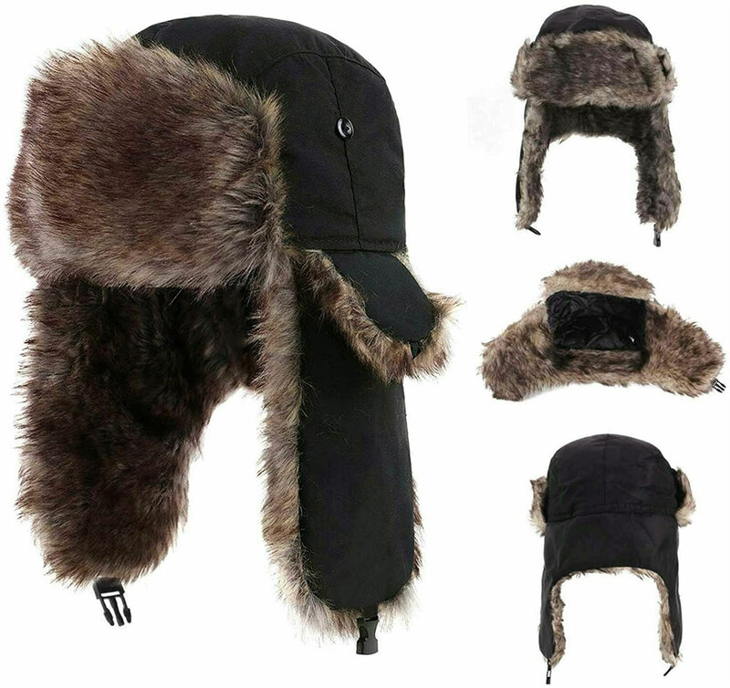 2022บุรุษสตรี Unisex Trapper Aviator Trooper Earflap ฤดูหนาว Flaps Ski หมวกเครื่องบินทิ้งระเบิดหมวกสกีรัสเซียหมวก Faux หมวกขนสัตว์