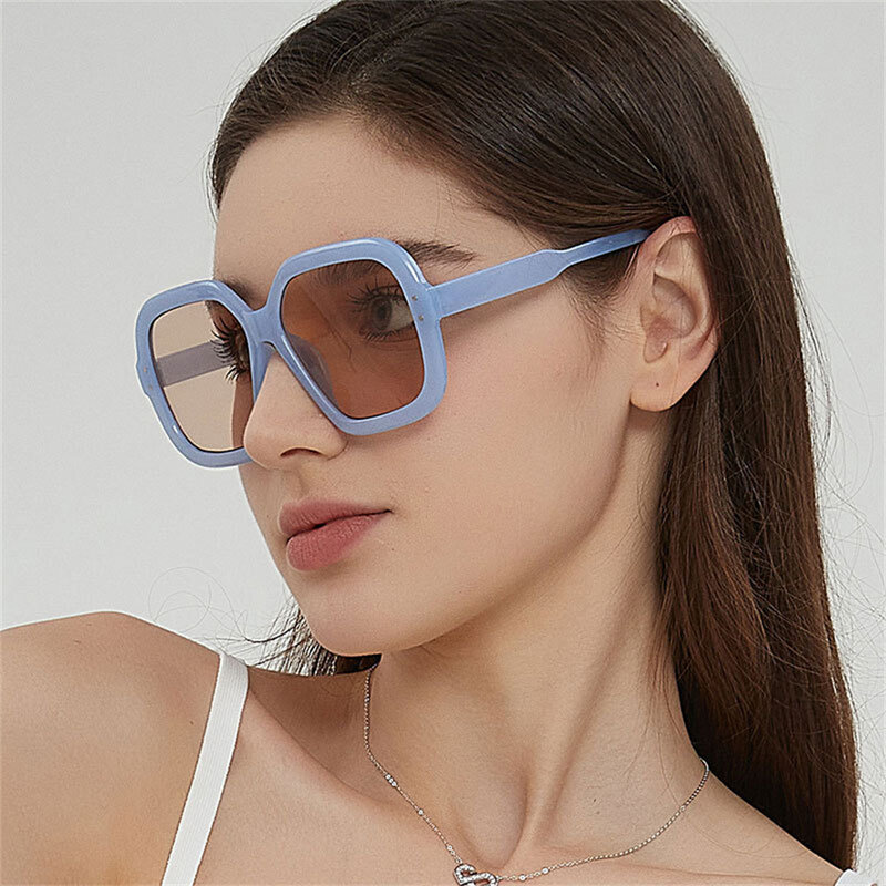 新しい大型フレームのライスネイルサングラス ファッションウィメンズアウトドア日除けサングラス レディースグラデーションメガネ UV400オクロスデ