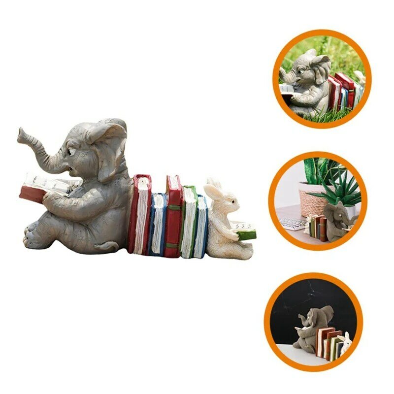 Serre-livres en Forme d'Éléphant pour la Décoration de la Maison, 1 Pièce, Artisanat, Animal, Décor de Pelouse