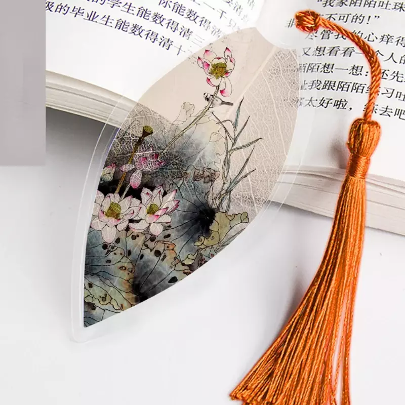 Chinese Archaic Landscape Painting Bookmarks Pretty Aesthetic Leaf Vein Bookmark Gift for Friends Students School Supplies