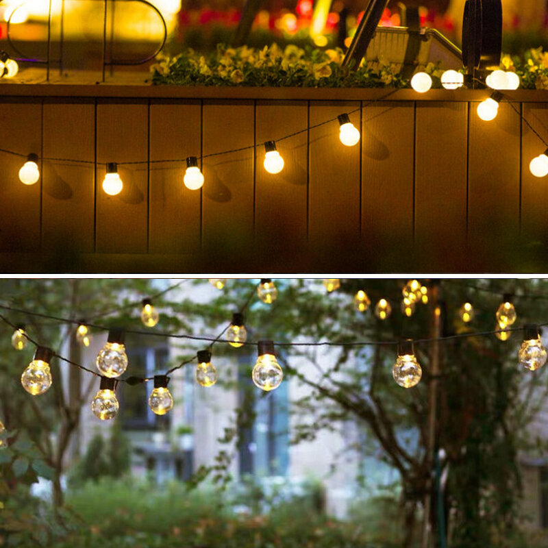 Guirnalda de luces Led solares para exteriores, cadena de bombillas G50 para jardín, vacaciones, decoración navideña