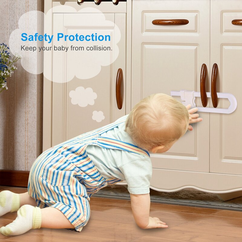 1PC U Shape Children Home Protection ABS Plastic Safety Lock Baby Safety Adjustable Multi-function Baby Cabinet Locks