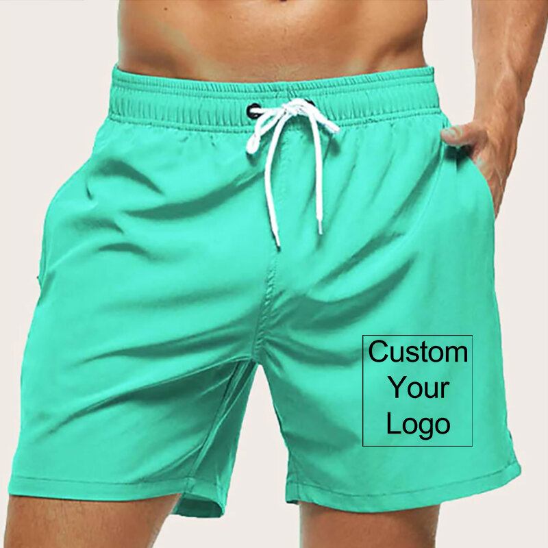 Shorts de praia de secagem rápida com logotipo masculino, calção de ginástica, calça casual surf, moda verão masculino