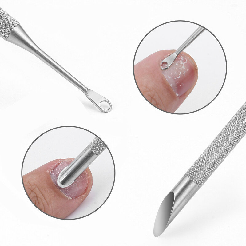 Spingi cuticole in acciaio inossidabile a doppia estremità Manicure per unghie rimuovi bastoncini per Manicure strumenti per Nail Art spingi cuticole per unghie