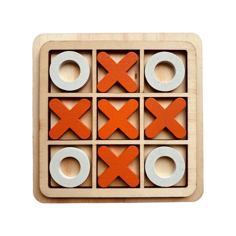 Wooden Tictactoe Puzzle Board Table Game Intelligence Activity Toy Brain Teaser for Children Adults Family Party Favor P31B