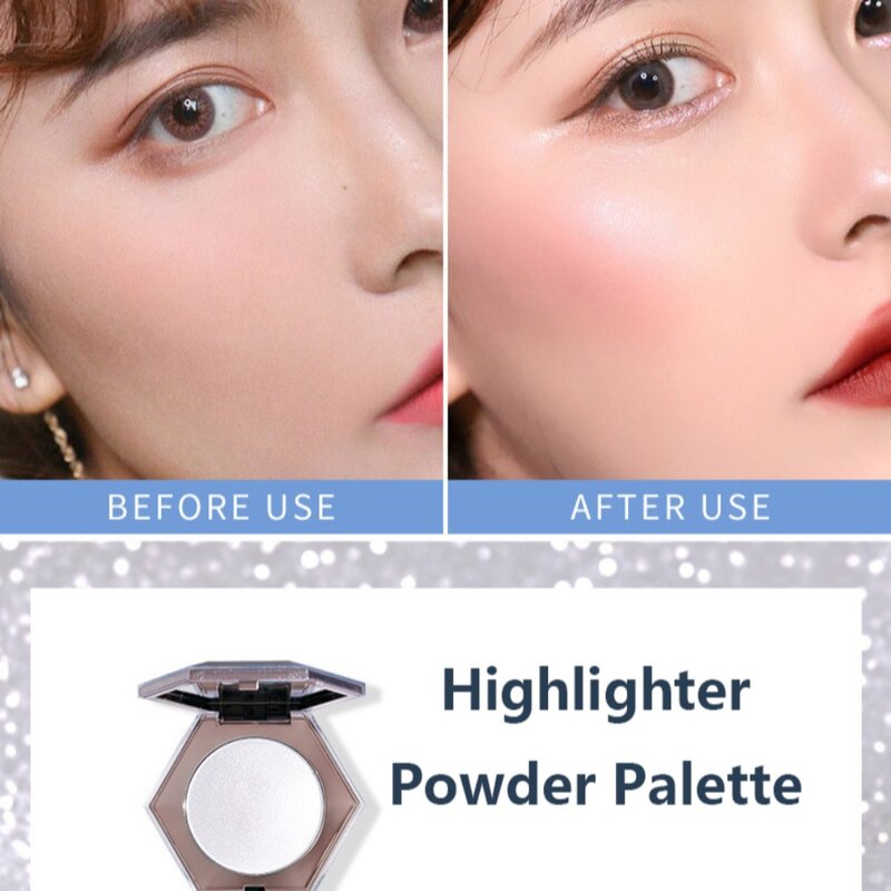 Glitter Highlighter Powder Palette Illuminate Diamond Face Contour Shimmer Makeup Blush Setting Compact Powder Cosmetic