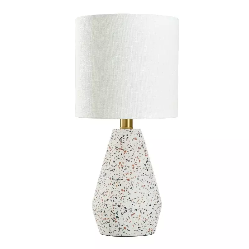 Mainstays Terrazzo Table Lamp with White Drum Shade, 16.75"