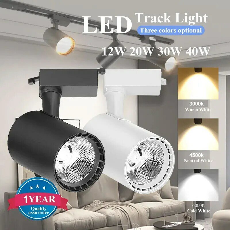 Juego de lámpara de pista LED, foco COB de 3 colores, 110v, 220v, 12/20/30W, para tienda, cocina, interior