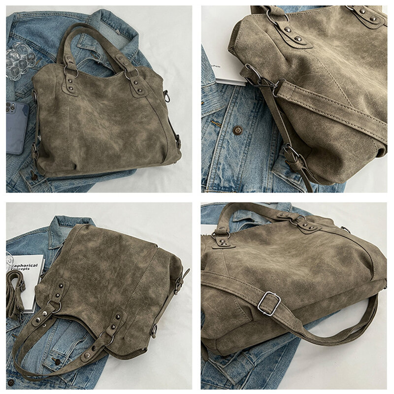 Soft Matte PU Leather Tote Bags for Women Travel Work Handbags Minimalist Leisure Crossbody Bags Satchel