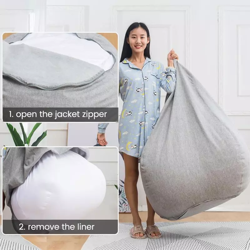 غطاء بطانة داخلية قابل للإزالة لكيس الفول ، بطانة داخلية قابلة للغسل ، غطاء كرسي دون ملء ، بديل كبير للأريكة البطيئة