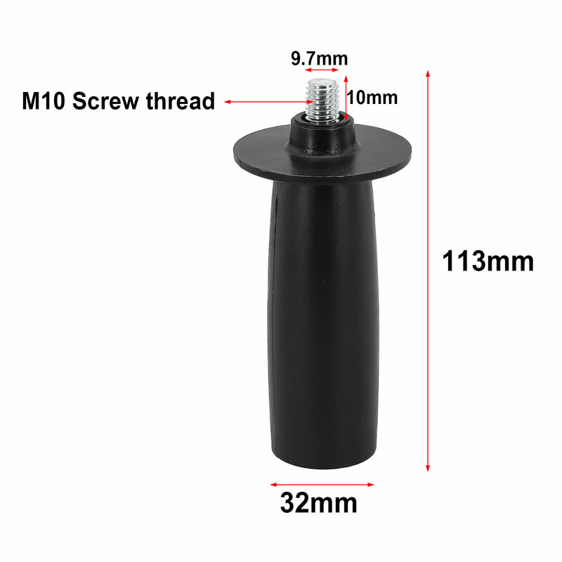 Punho de plástico preto para rebarbadora, ferramentas elétricas, durável, conveniente para instalar, M10-113mm, M8-134mm, 8mm, 10mm