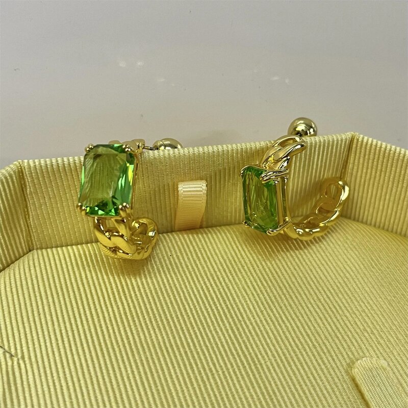 Grüner Kristall meist verkauftes Produkt für Damen accessoires trend iger Schmuck Original Halsketten Ohrringe Ringe Armbänder Party