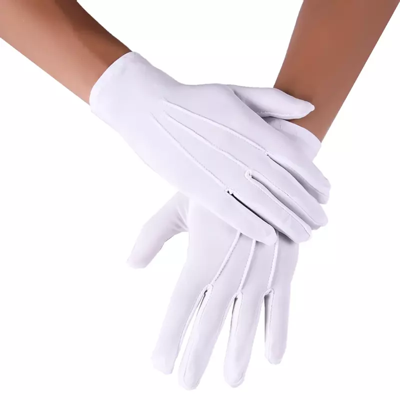ถุงมือขับรถสำหรับผู้ชายซานต้าถุงมือถักทางการสำหรับผู้หญิง1คู่ถุงมือขับรถแบบสั้นกันลื่นสีขาว