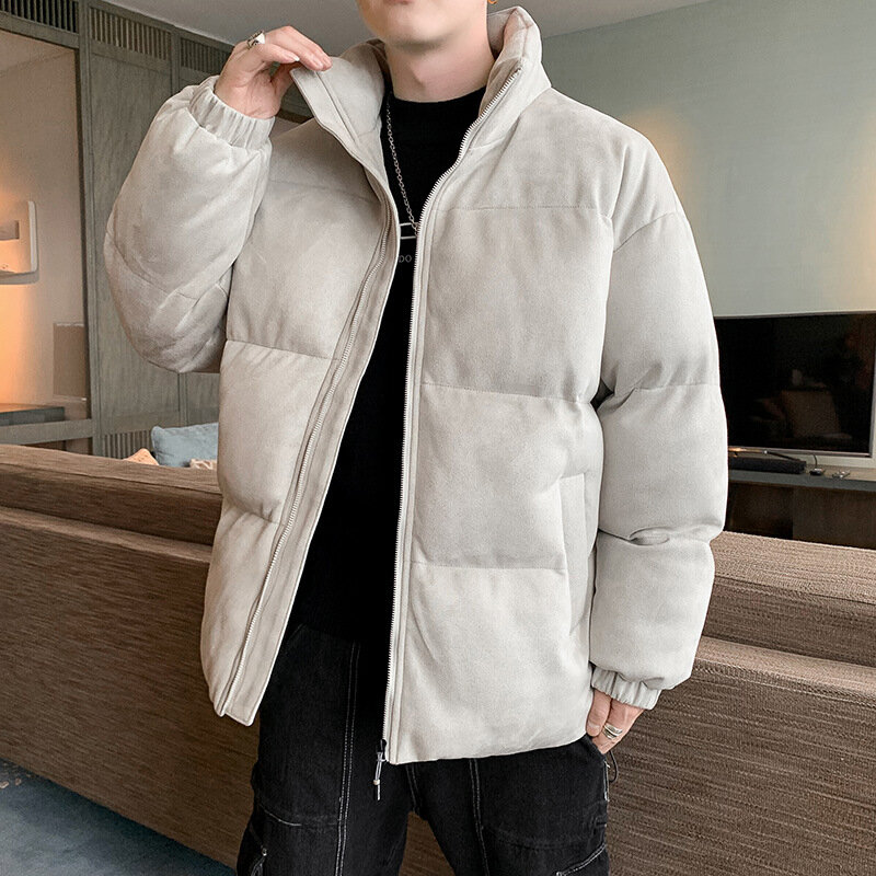 남성용 코튼 재킷, 2022 년 가을 겨울 새로운 패션 브랜드 플러시 두꺼운 스웨이드 다운 재킷 빵과 코튼 재킷