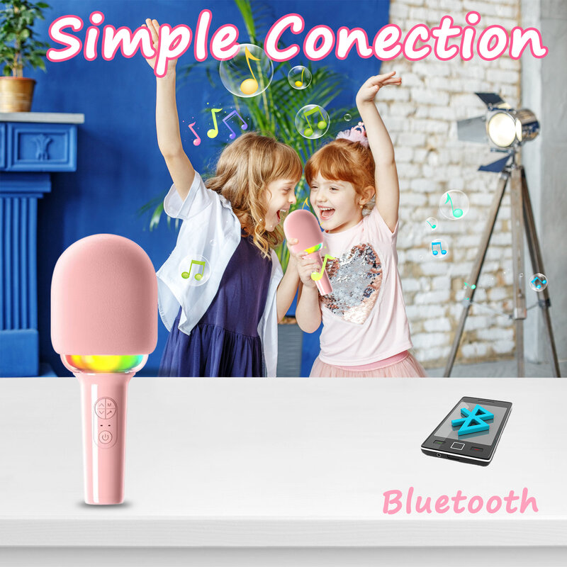 karaoke machine for kids with LED Lights Portable Microphone for Kids Great Gifts Toys Kids Girls Boys Adults Drop Shipping