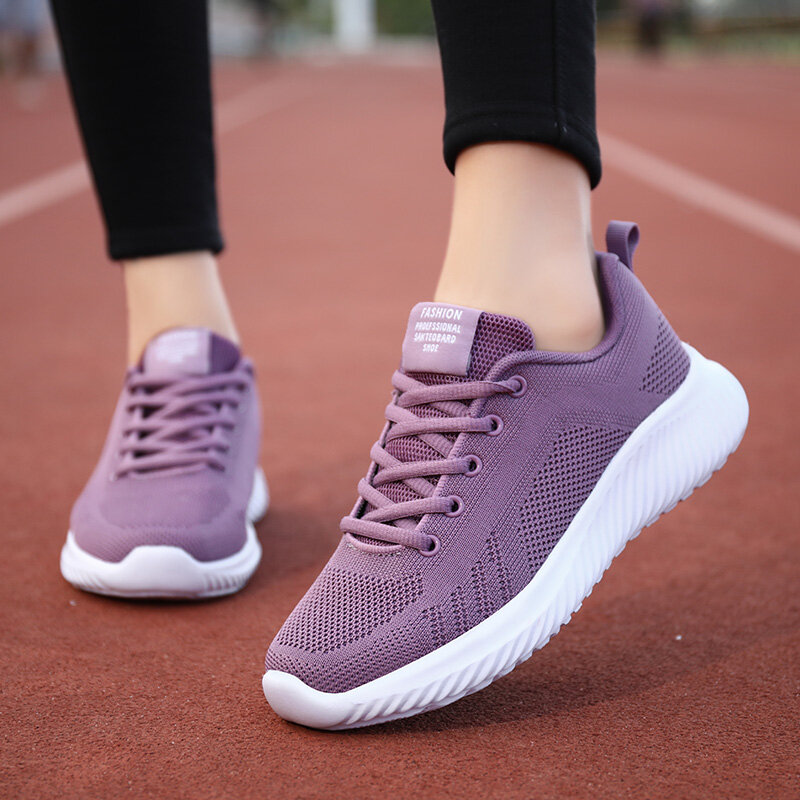 Women's sports shoes lightweight mesh breathable casual shoes flat low fashion designer walking summer outdoor running shoes