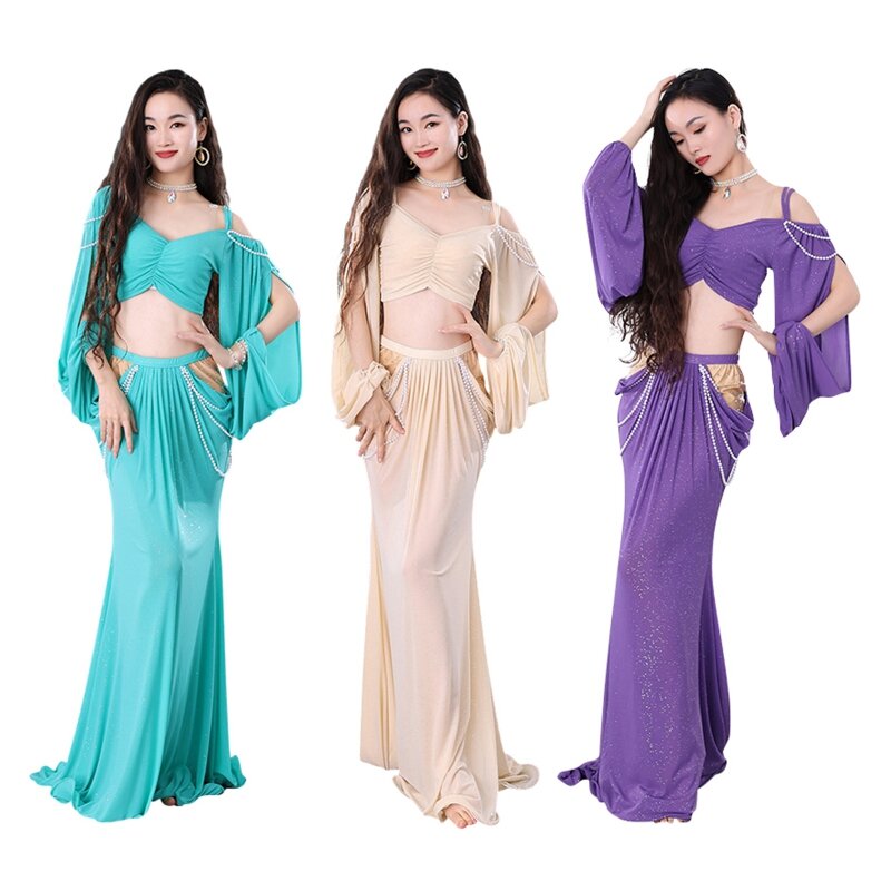 Robe de danse du ventre formelle pour femmes, ensemble professionnel avec haut et jupe longue, nouvelle collection 2023