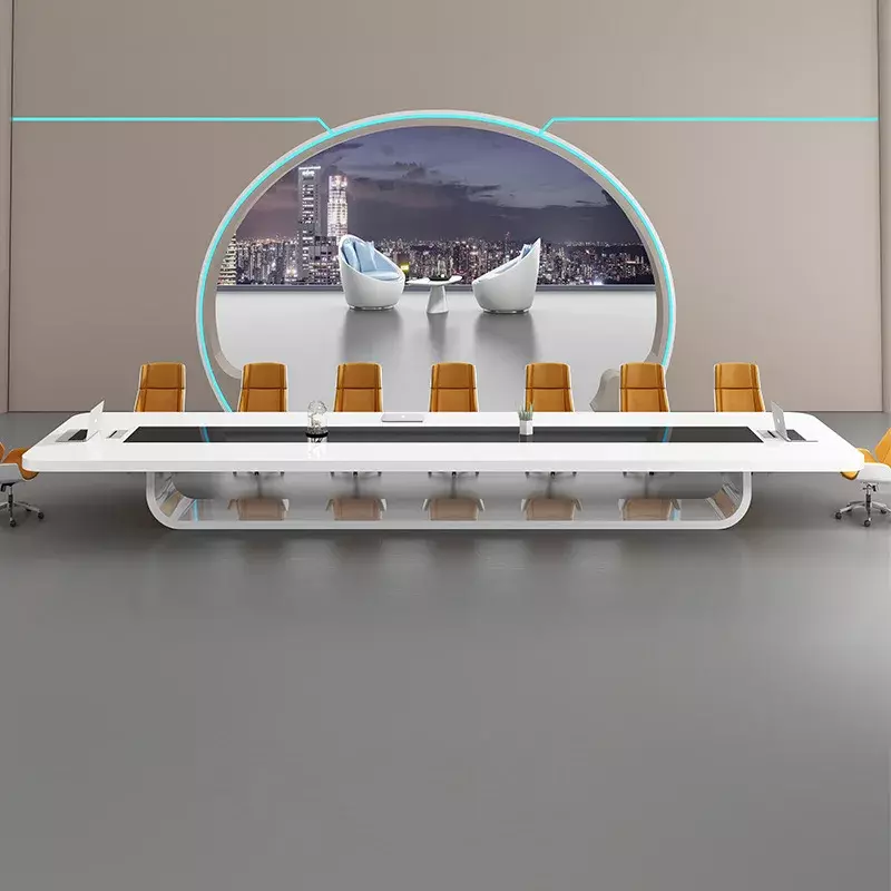 White paint office conference table long table office furniture simple creative conference  conference