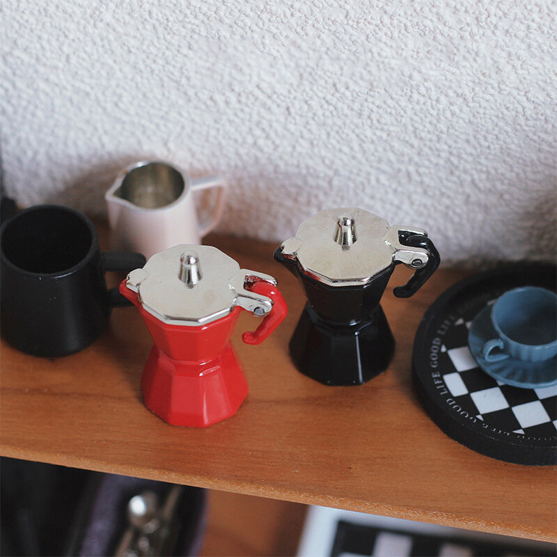 Miniatur mainan simulasi pemandangan Mini Pot kopi Dollhouse kopi peralatan Model untuk anak-anak