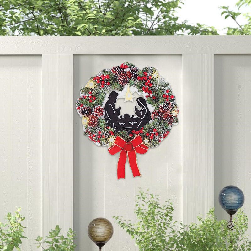 Christmas Wreath Outdoor Xmas Decorations Signs Home Garden Office Porch Front Door Hanging Garland 2023 New Year Decor