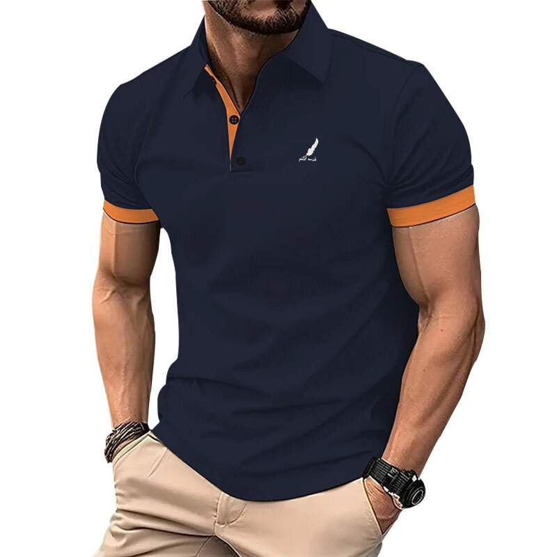 Camisa polo casual de manga curta masculina, roupa esportiva de rua, pulôver extragrande, roupa de golfe, botões tops, verão