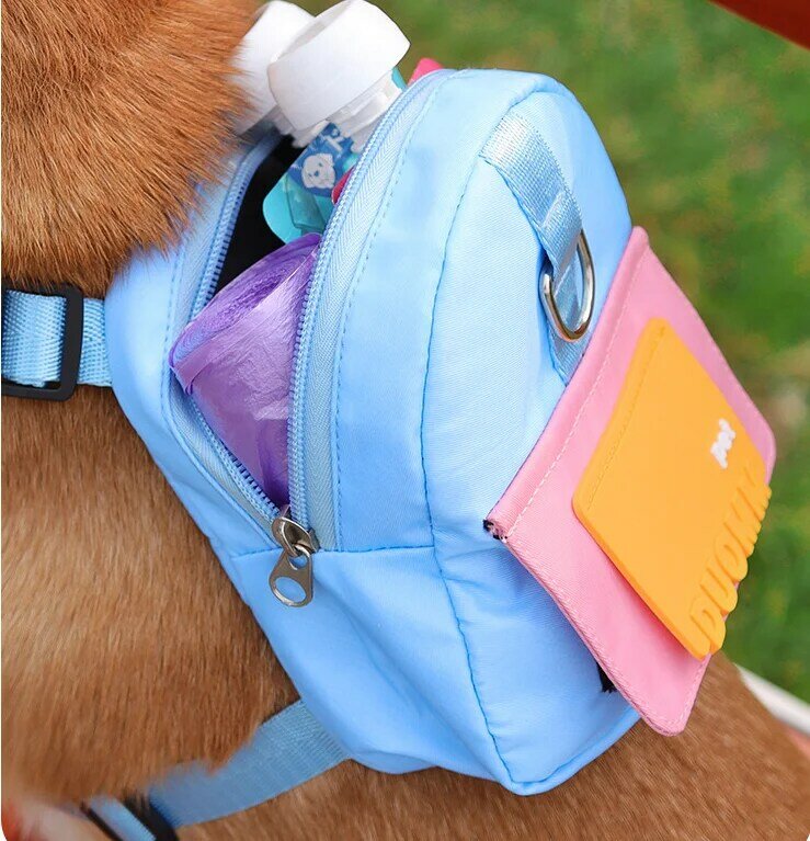 Pet Supplies Adjustable Puppy Dog  Backpack Dog Treat Bag Outdoor Travel Portable Dog Pet Small Bags